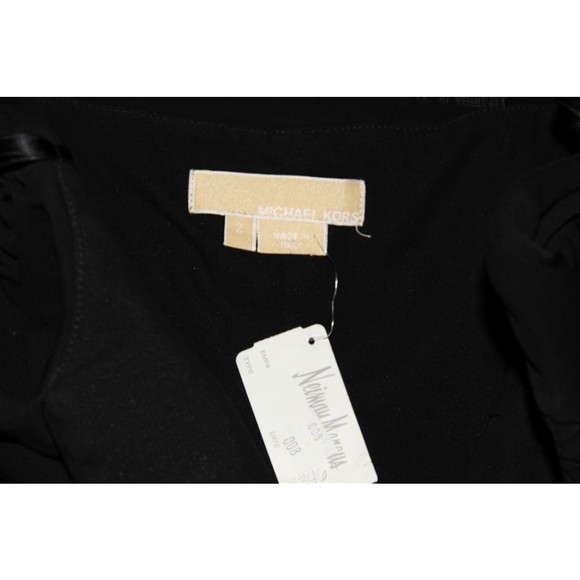 NWT MICHAEL KORS Sexy Black Rouched Gathered Fringe Rayon Stretchy Dress 2 - Picture 7 of 7